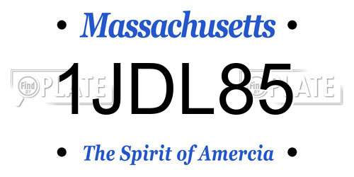 1JDL85 Massachusetts License Plate