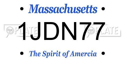 1JDN77 Massachusetts License Plate