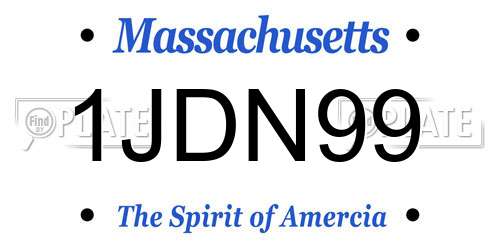 1JDN99 Massachusetts License Plate