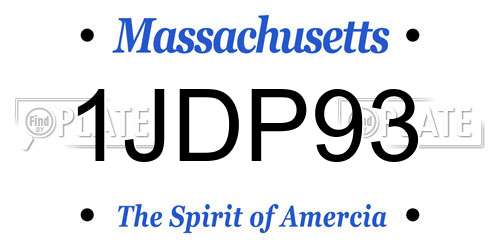 1JDP93 Massachusetts License Plate