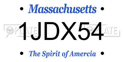 1JDX54 Massachusetts License Plate