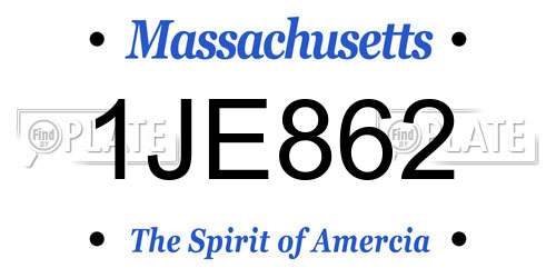 1JE862 Massachusetts License Plate