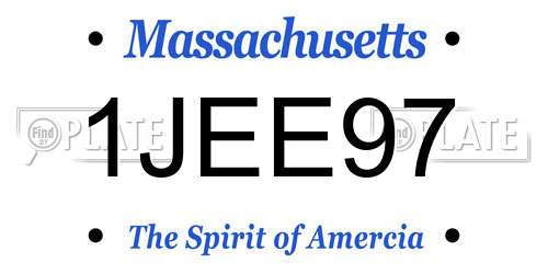 1JEE97 Massachusetts License Plate