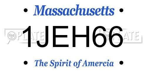 1JEH66 Massachusetts License Plate