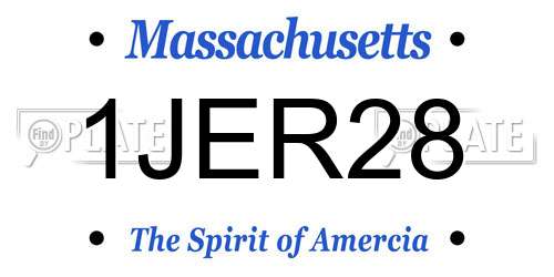1JER28 Massachusetts License Plate