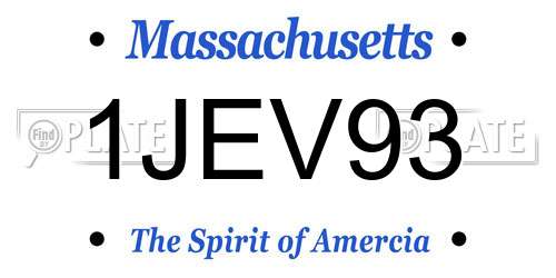 1JEV93 Massachusetts License Plate