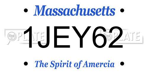 1JEY62 Massachusetts License Plate