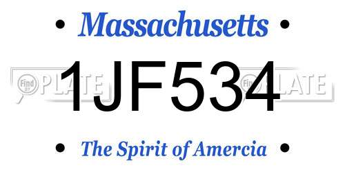 1JF534 Massachusetts License Plate