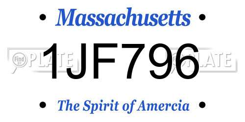 1JF796 Massachusetts License Plate