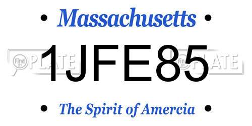 1JFE85 Massachusetts License Plate