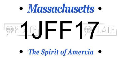 1JFF17 Massachusetts License Plate