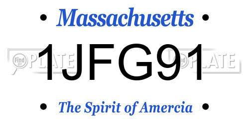 1JFG91 Massachusetts License Plate