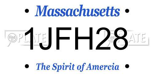 1JFH28 Massachusetts License Plate
