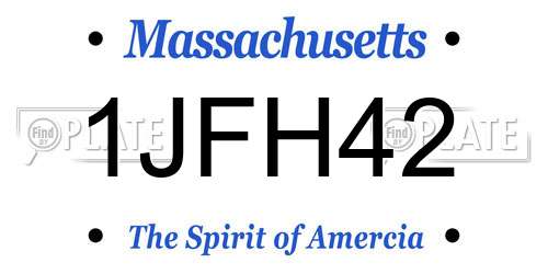 1JFH42 Massachusetts License Plate