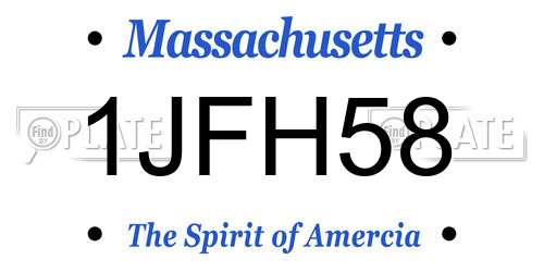1JFH58 Massachusetts License Plate