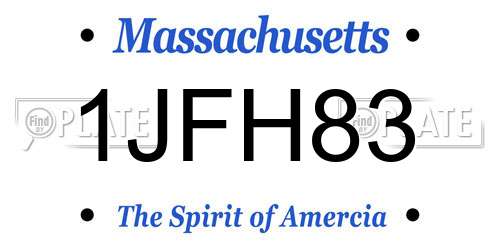 1JFH83 Massachusetts License Plate