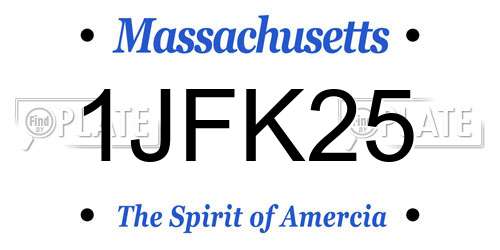 1JFK25 Massachusetts License Plate