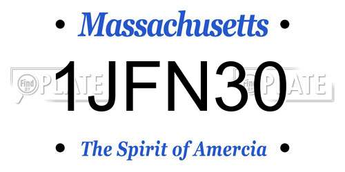 1JFN30 Massachusetts License Plate