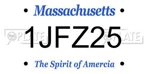 1JFZ25 Massachusetts License Plate