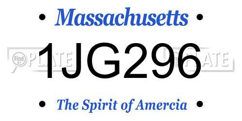 1JG296 Massachusetts License Plate