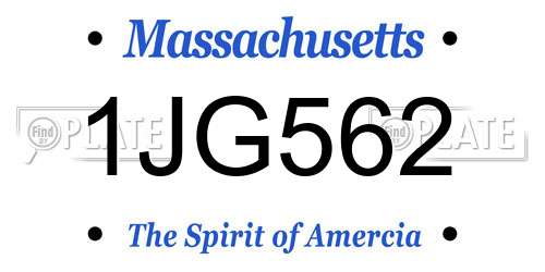 1JG562 Massachusetts License Plate