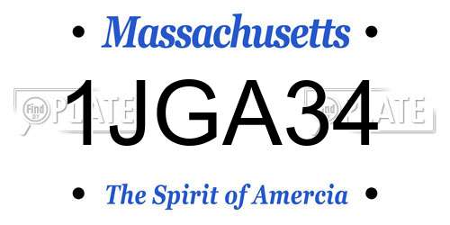1JGA34 Massachusetts License Plate
