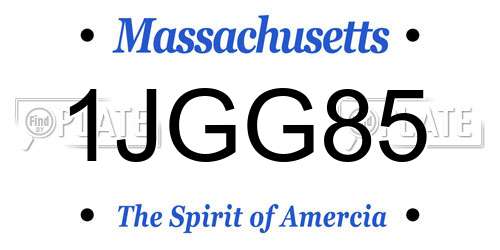1JGG85 Massachusetts License Plate