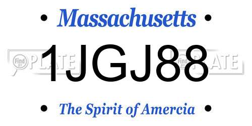 1JGJ88 Massachusetts License Plate