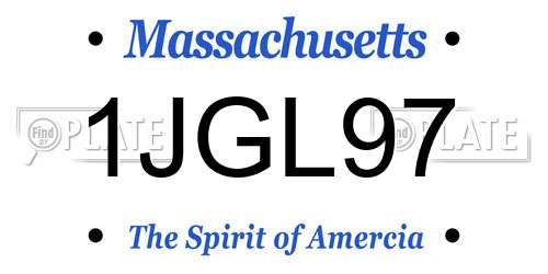 1JGL97 Massachusetts License Plate