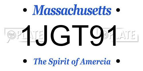 1JGT91 Massachusetts License Plate