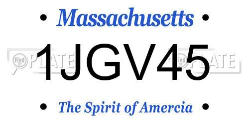 1JGV45 Massachusetts License Plate