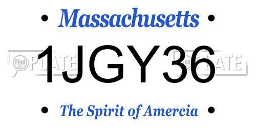 1JGY36 Massachusetts License Plate