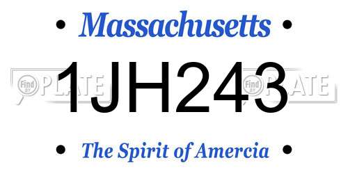 1JH243 Massachusetts License Plate