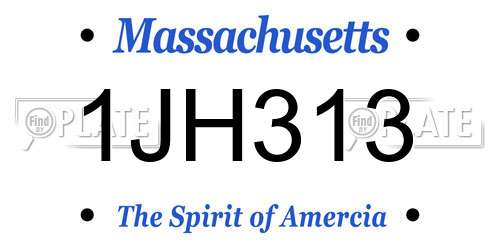 1JH313 Massachusetts License Plate