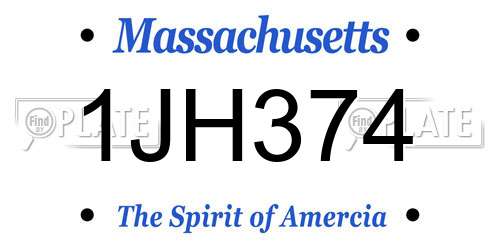 1JH374 Massachusetts License Plate