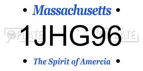 1JHG96 Massachusetts License Plate
