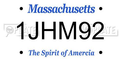 1JHM92 Massachusetts License Plate