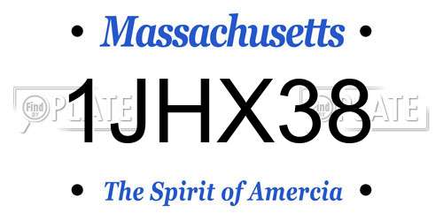 1JHX38 Massachusetts License Plate