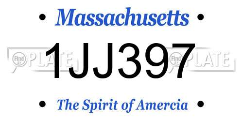 1JJ397 Massachusetts License Plate