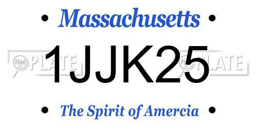1JJK25 Massachusetts License Plate