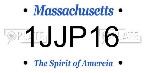 1JJP16 Massachusetts License Plate