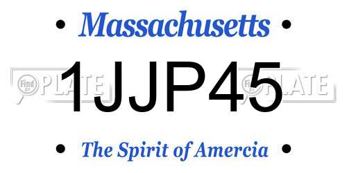 1JJP45 Massachusetts License Plate