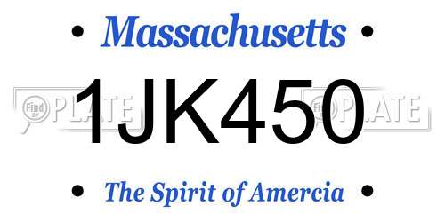 1JK450 Massachusetts License Plate