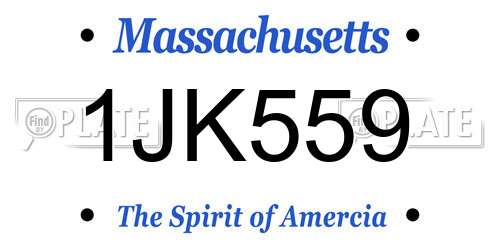 1JK559 Massachusetts License Plate