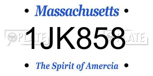1JK858 Massachusetts License Plate