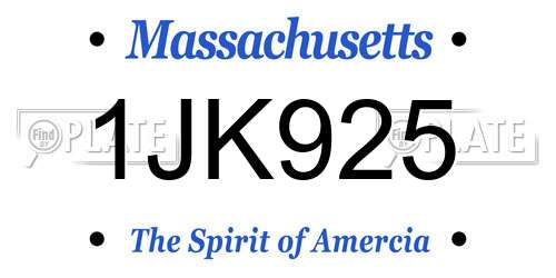 1JK925 Massachusetts License Plate