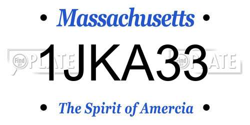 1JKA33 Massachusetts License Plate
