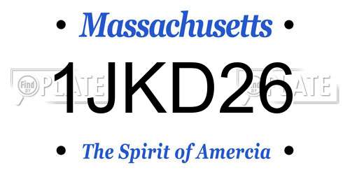 1JKD26 Massachusetts License Plate