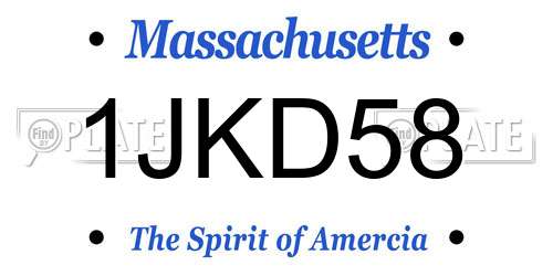 1JKD58 Massachusetts License Plate