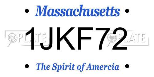 1JKF72 Massachusetts License Plate